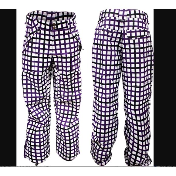 M3 Millenium Three M Ski Pants White Purple Black Check Snow - Picture 1 of 10